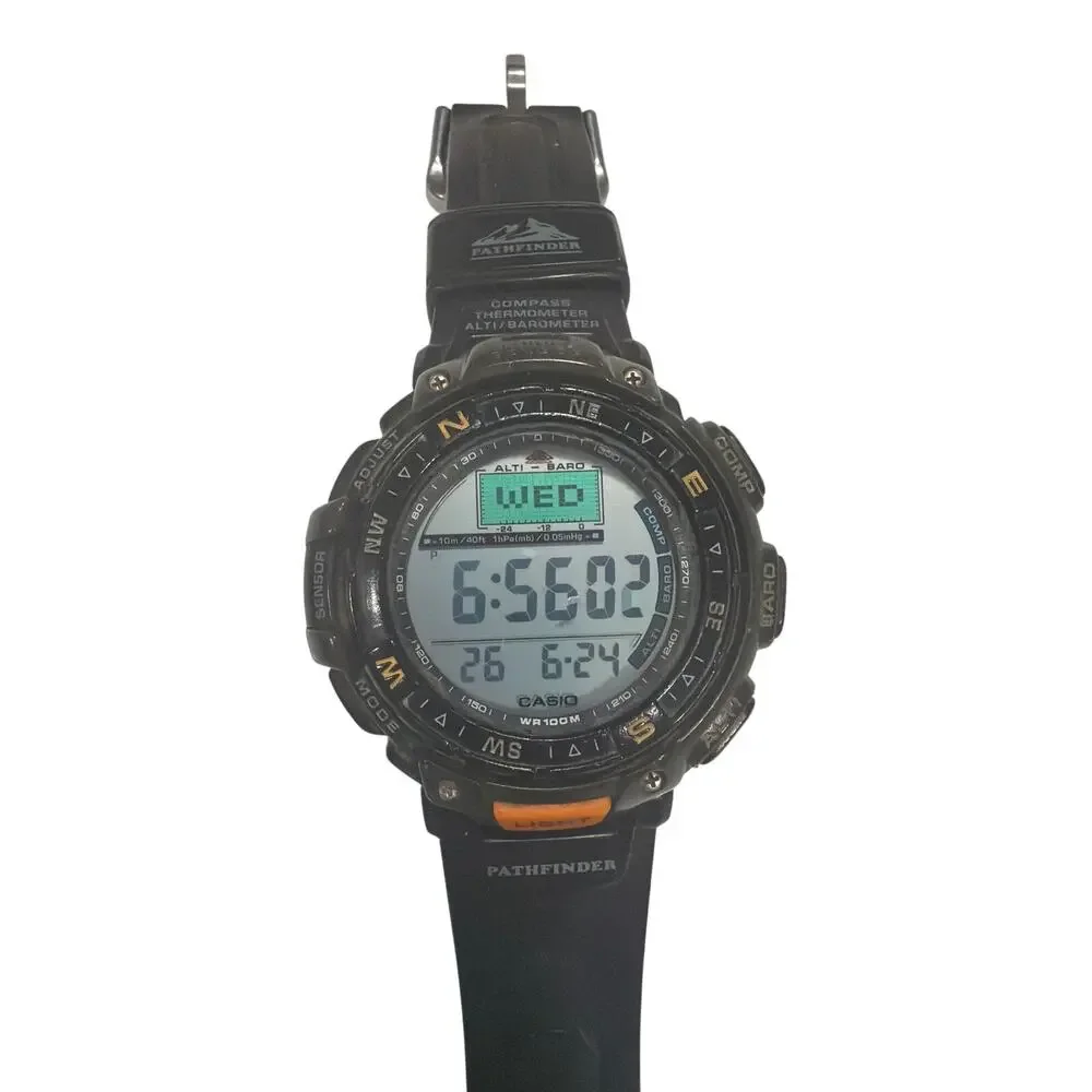 Casio Pathfinder PAG-40 Watch Men 53mm Digital Black Triple Sensor New batteries